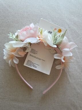 H&M Pink, Cream & Green Floral Crown Headband